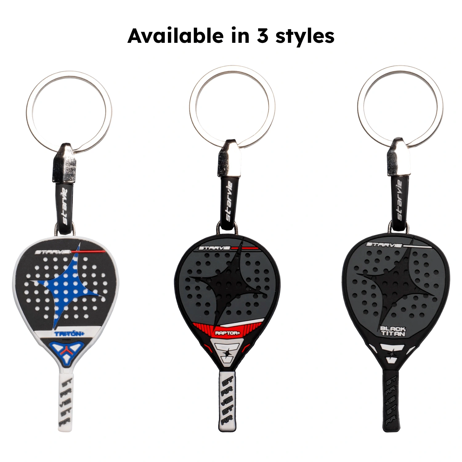 Starvie Padel Racket Keyring, Black Titan, , large image number null